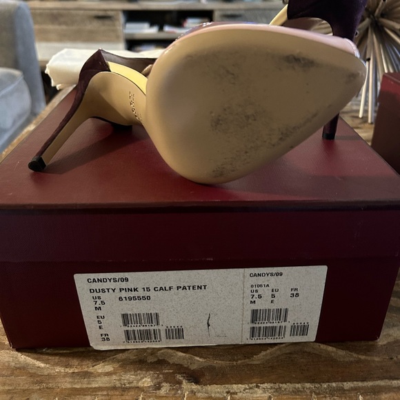 Beautiful patent powder pink front and plum suede heel - Picture 7 of 8